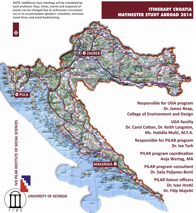 UGA Itinerary Croatia 2014
