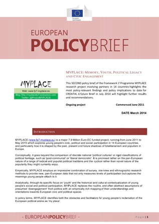 MYPLACE Policy Brief 2 Croatia En