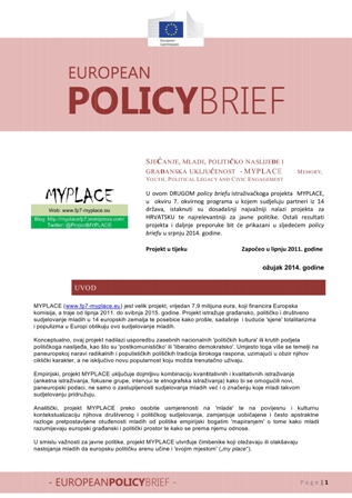 MYPLACE Policy Brief 2 Croatia Hr