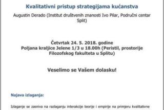 PREDAVANJE: Kvalitativni pristup strategijama kućanstva; Split, 24. 5. 2018.