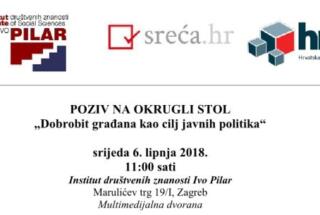 Okrugli stol: DOBROBIT GRAĐANA KAO CILJ JAVNIH POLITIKA, 6. 6. 2018.