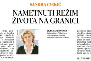Dr. sc. Sandra Cvikić: “Nametnuti režim života na granici”, 28.-29. 9. 2019.