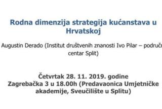 Prezentacija rezultata projekta GENMOD: „Rodna dimenzija strategija kućanstava u Hrvatskoj“; Split, 28. 11. 2019.