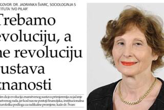 Dr. sc. Jadranka Švarc: Trebamo evoluciju, a ne revoluciju sustava znanosti