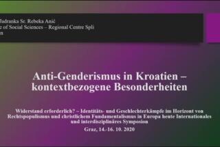 Dr. sc. Jadranka Rebeka Anić na simpoziju o identitetskim i rodnim sukobima u kontekstu desnog populizma i kršćanskog fundamentalizma
