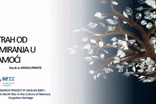 Dr. sc. Monica Priante na skupu „COVID-19 u humanističkoj perspektivi: mutacije straha i kulturne promjene“, 28.-30. 9. 2020.
