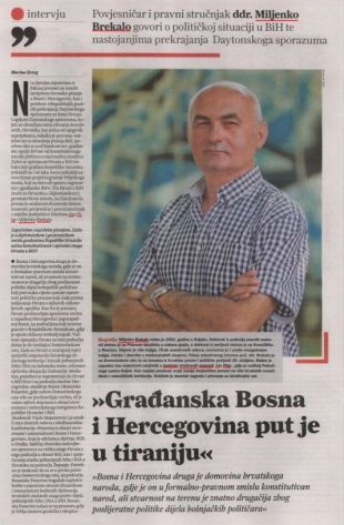 Ddr. sc. Miljenko Brekalo: Građanska Bosna i Hercegovina put je u tiraniju, 1. 8. 2021.