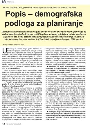 Dr. sc. Dražen Živić: Popis &#8211; demografska podloga za planiranje, 12. 11. 2021.