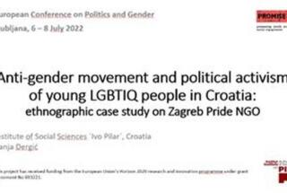 Vanja Dergić na konferenciji “European Conference on Politics and Gender”; Ljubljana, 6.-8. 7. 2022.