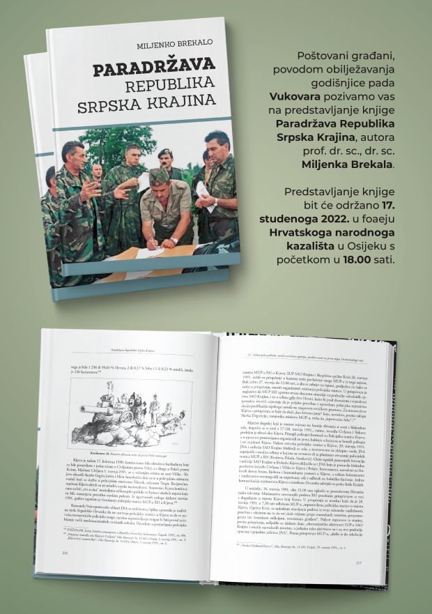 Predstavljanje knjige ddr. sc. Miljenka Brekala PARADRŽAVA REPUBLIKA SRPSKA KRAJINA; Osijek, 17. 11. 2022.