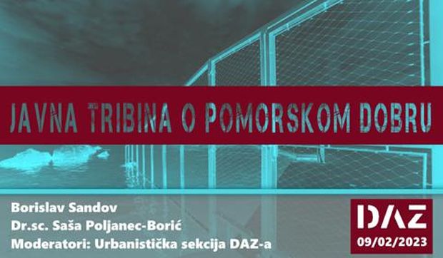 Dr. sc. Saša Poljanec-Borić na Javnoj tribini o pomorskom dobru DAZ-a, 9. 2. 2023.