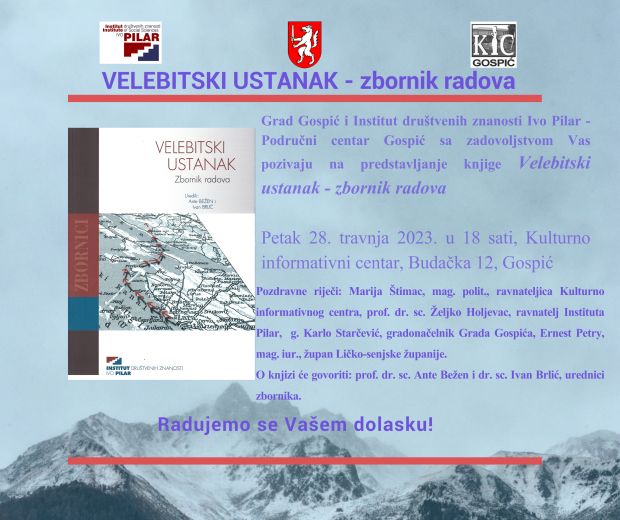Predstavljanje knjige VELEBITSKI USTANAK &#8211; Zbornik radova; Gospić, 28. 4. 2023.