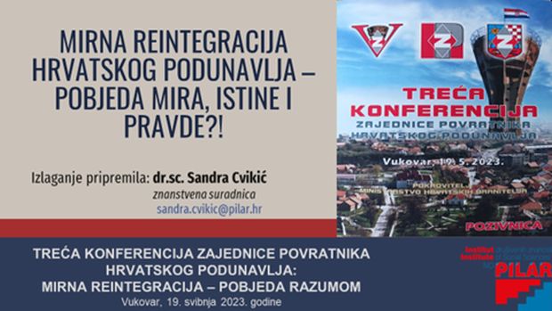 Dr. sc. Sandra Cvikić na III. KONFERENCIJI ZAJEDNICE POVRATNIKA HRVATSKOG PODUNAVLJA, 19. 5. 2023.