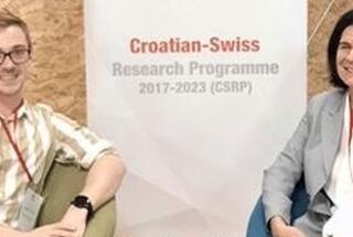 Dr. sc. Lynette Šikić-Mićanović i Matija Krizmanić na završnoj konferenciji Hrvatsko-švicarskog istraživačkog programa 2017–2023; 19. 10. 2023.