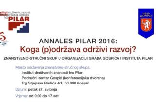 ANNALES PILAR 2016: Koga (p)održava održivi razvoj?, 27. 5. 2016.
