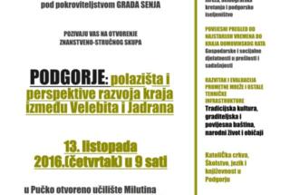Znanstveno-stručni skup: PODGORJE: POLAZIŠTA I PERSPEKTIVE RAZVOJA; Senj, 13.-15. 10. 2016.