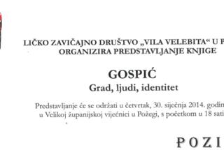 Predstavljanje monografije GOSPIĆ – Grad, ljudi, identitet u Požegi i Osijeku