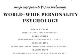 Predavanje WORLD-WIDE PERSONALITY PSYCHOLOGY, 27. 4. 2015.