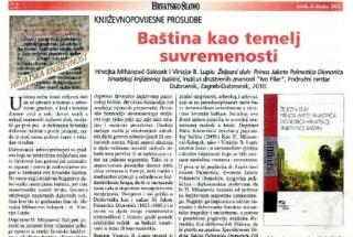 Hrvatsko slovo o Prinosu Jakete Palmotića Dionorića