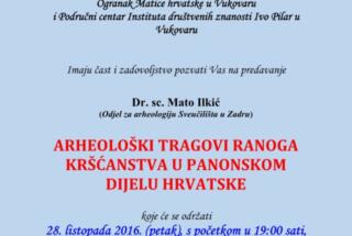 VUKOVAR: Arheološki tragovi ranog kršćanstva u panonskom dijelu Hrvatske