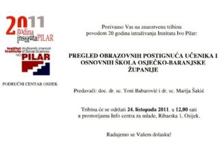 Tribina u Osijeku: Obrazovna postignuća Osječko-baranjske županije