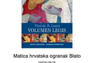 Predstavljena zbirka pjesama dr. sc. Vinicija B. Lupisa “Volumen Legis”